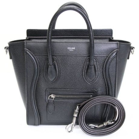 CELINE Nano Luggage Tote Bag Leather Black #75607