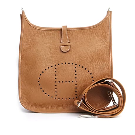 HERMES Evelyne III PM Shoulder Bag Taurillon Clemence Leather Gold #19666