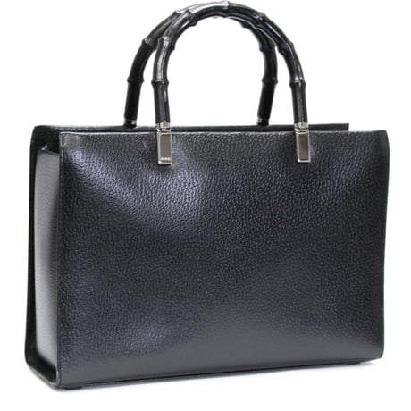 GUCCI Bamboo Handle Tote Bag Leather Black #75487