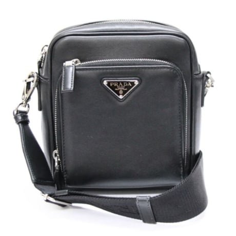 PRADA Front Pocket Crossbody Bag Leather Black 2VH168 ＃75628