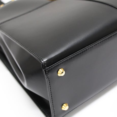 YVES SAINT LAURENT Vintage Handbag Leather Black #74809