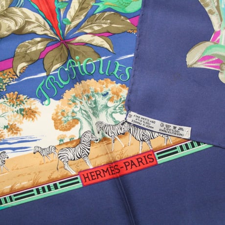 HERMES Carre 90 Silk 100% Scarf Stole "TROPIQUES" #76423