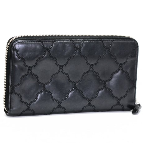 CHANEL CC Logo Zip-around Wallet Ultra Stitch Leather Black　#75349