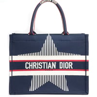 Christian Dior Medium Alps Star Book Tote Bag Canvas Navy #19528