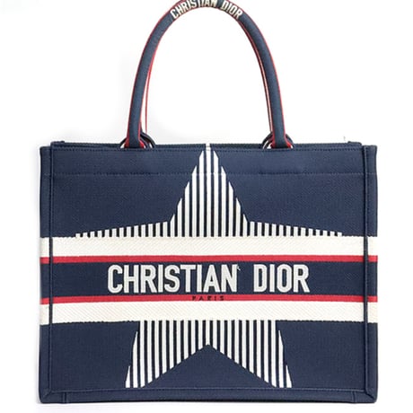 Christian Dior Medium Alps Star Book Tote Bag Canvas Navy #19528