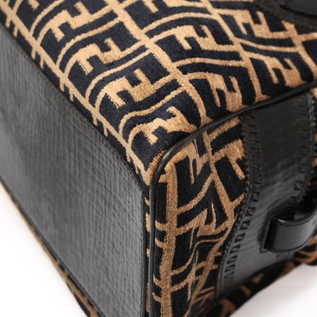 FENDI Chef de Jour Handbag Tobacco Zucca Leather Brown ＃75749