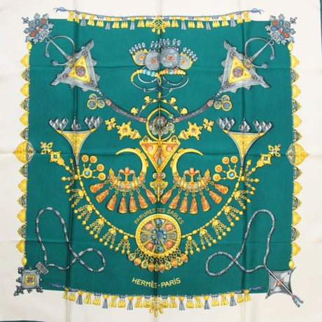 HERMES Carre 90 Silk 100% Scarf Stole "PARURES DES SABLES" #76752