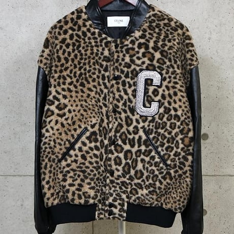 CELINE Brand New by Hedi Slimane 22AW Rhinestone Leopard Teddy Jacket #31582