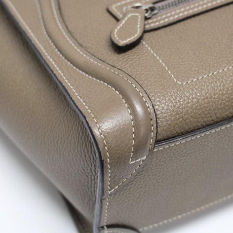 CELINE Nano Luggage Tote Bag Leather Greige #76506