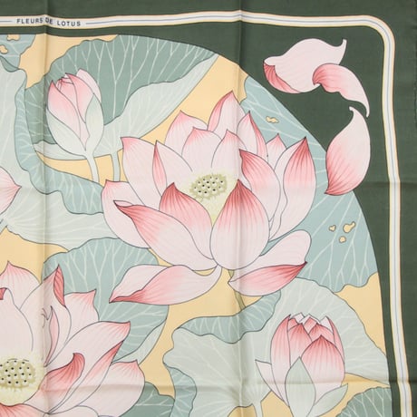 HERMES Carre 90 Silk 100% Scarf Stole "FLEURS DE LOTUS" #76754