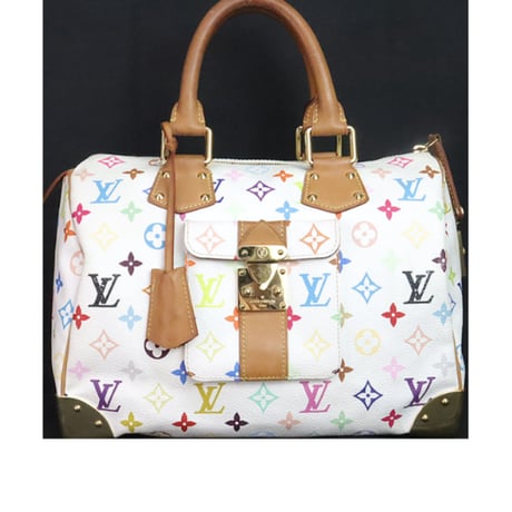 Louis Vuitton x Murakami Speedy 30 Handbag Monogram Multicolor White M92643 #19892