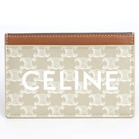 CELINE Triomphe Card Holder Canvas Beige #19747