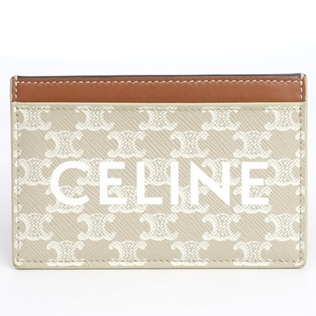 CELINE Triomphe Card Holder Canvas Beige #19747