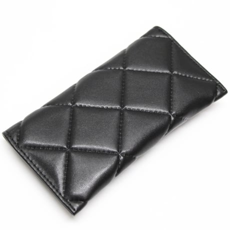CHANEL Sunglasses Code with Holder Cameria Quilted Lambskin Black #76259