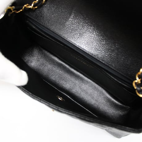 CHANEL Diana 25 Medium Flap Bag Quilted Caviar Black ＃75296