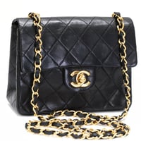 CHANEL Mini Square Flap Bag Quilted Lambskin Black #75615
