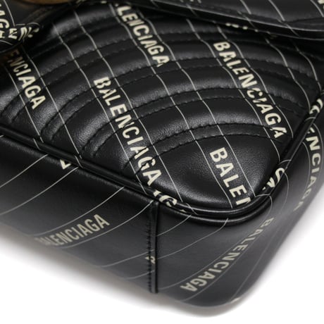 GUCCI x BALENCIAGA The Hacker Project Medium GG Marmont Flap Bag Quilted Leather Black #76806