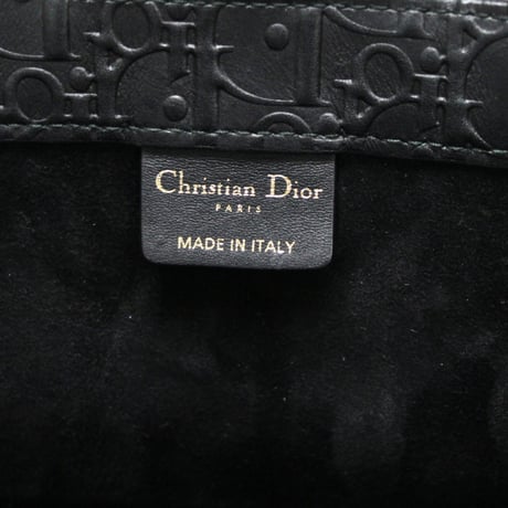 Christian Dior Medium Book Tote Bag Oblique Embossed Leather Black #75592