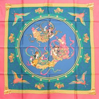 HERMES Carre 90 Silk 100% Scarf Stole "Nikko" #76223