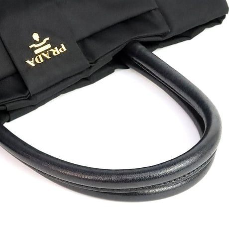 PRADA Fiocco Bow Handbag Nylon Leather Black #20168