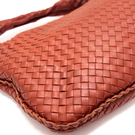 BOTTEGA VENETA Hobo Bag Intrecciato Leather Red Brown #75591