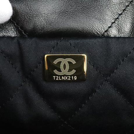 CHANEL 22 Small Handbag Quilted Shiny Calfskin Black #19791