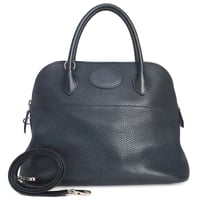 HERMES Bolide 31 Handbag Courchevel Leather Bleu Nuit #20429