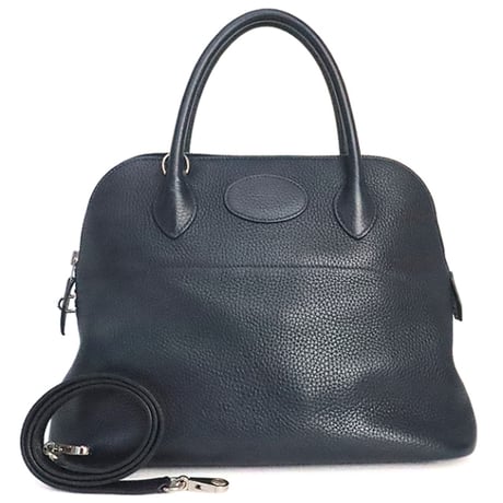 HERMES Bolide 31 Handbag Courchevel Leather Bleu Nuit #20429