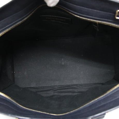 SAINT LAURENT PARIS Small Y Cabas Handbag Leather Navy #75940