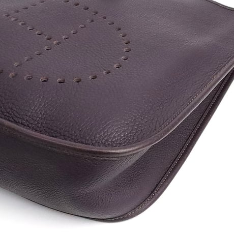 HERMES Evelyne GM Shoulder Bag Taurillon Clemence Leather Raisin #19514