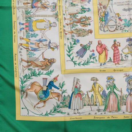 HERMES Carre 90 Silk 100% Scarf Stole "COSTUME CIVILS ACTUELS" #76421