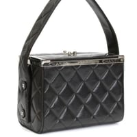 CHANEL Top Handle Vanity Box Bag Quilted Lambskin Black #76460