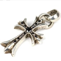 Chrome Hearts Small CH Cross With Bail Pendant with Pavé Black Diamonds #103911