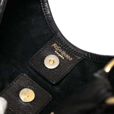 YVES SAINT LAURENT St. Tropez Mombasa Hobo Bag Leather Black #76382