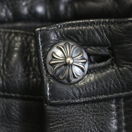 Chrome Hearts Vintage Old Fleur Knee 5-Pocket Leather Pants #30932