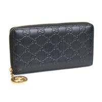 GUCCI Zip-around Wallet Guccissima Leather Black #76471