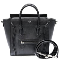 CELINE Nano Luggage Tote Bag Leather Black #75598