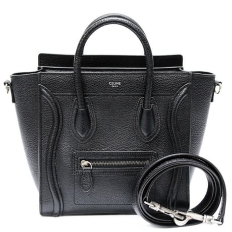 CELINE Nano Luggage Tote Bag Leather Black #75598