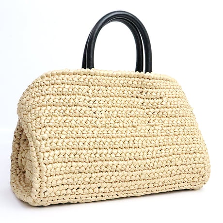 Salvatore Ferragamo Hug Handbag Bag XS Raffia-Effect Fabric Natural Brown #19750