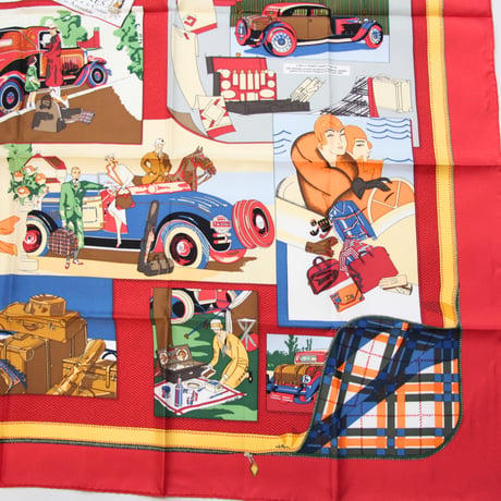 HERMES Carre 90 Silk 100% Scarf Stole "L Elegance et le Confort en Automobile" #76497