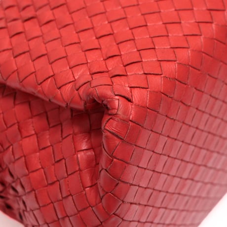 BOTTEGA VENETA Boston Bag Intrecciato Leather Red #75791