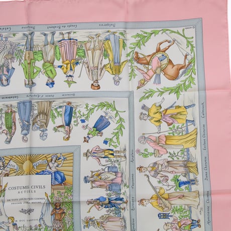 HERMES Carre 90 Silk 100% Scarf Stole "COSTUME CIVILS ACTUELS" #76718