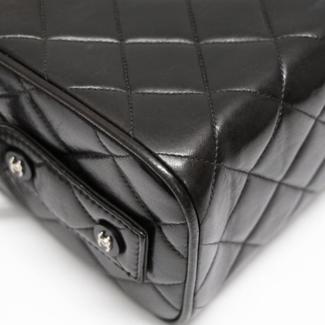 CHANEL Top Handle Vanity Box Bag Quilted Lambskin Black #76460
