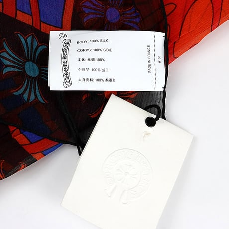 Chrome Hearts Brand-New Maplethorpe Silk Scarf Black Orange #31570