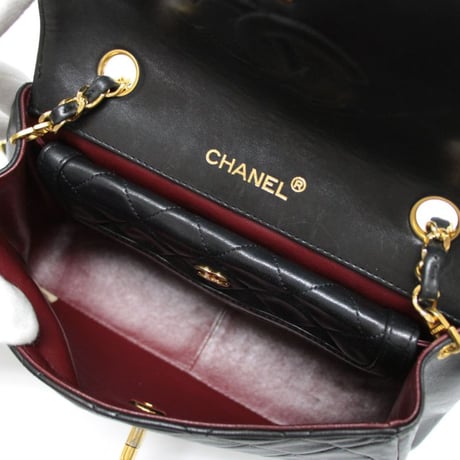 CHANEL Wave Single Flap Bag Quilted Lambskin Black ＃75616
