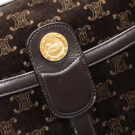 CELINE Vintage Shoulder Bag Triomphe Suede Brown #75266