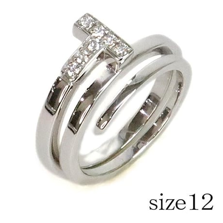 TIFFANY＆CO. T Square Wrap Diamond Ring 18K White Gold #19723