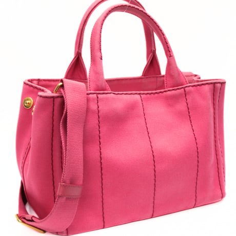 PRADA Mini Canapa Handbag Canvas Pink #75042