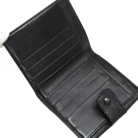 CHANEL CC Logo Trifold Wallet Caviar Black #75963