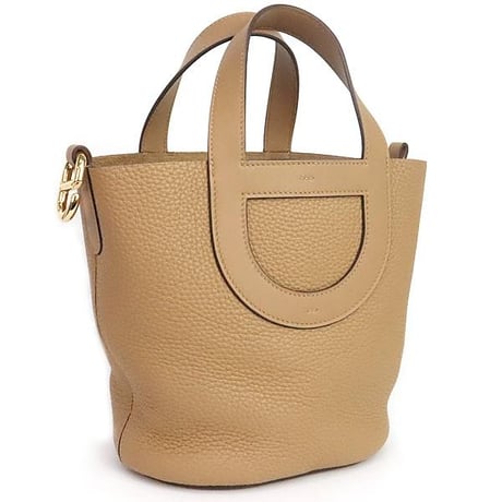 HERMES In the loop 18 Handbag Taurillon Clemence Leather Biscuit #19944